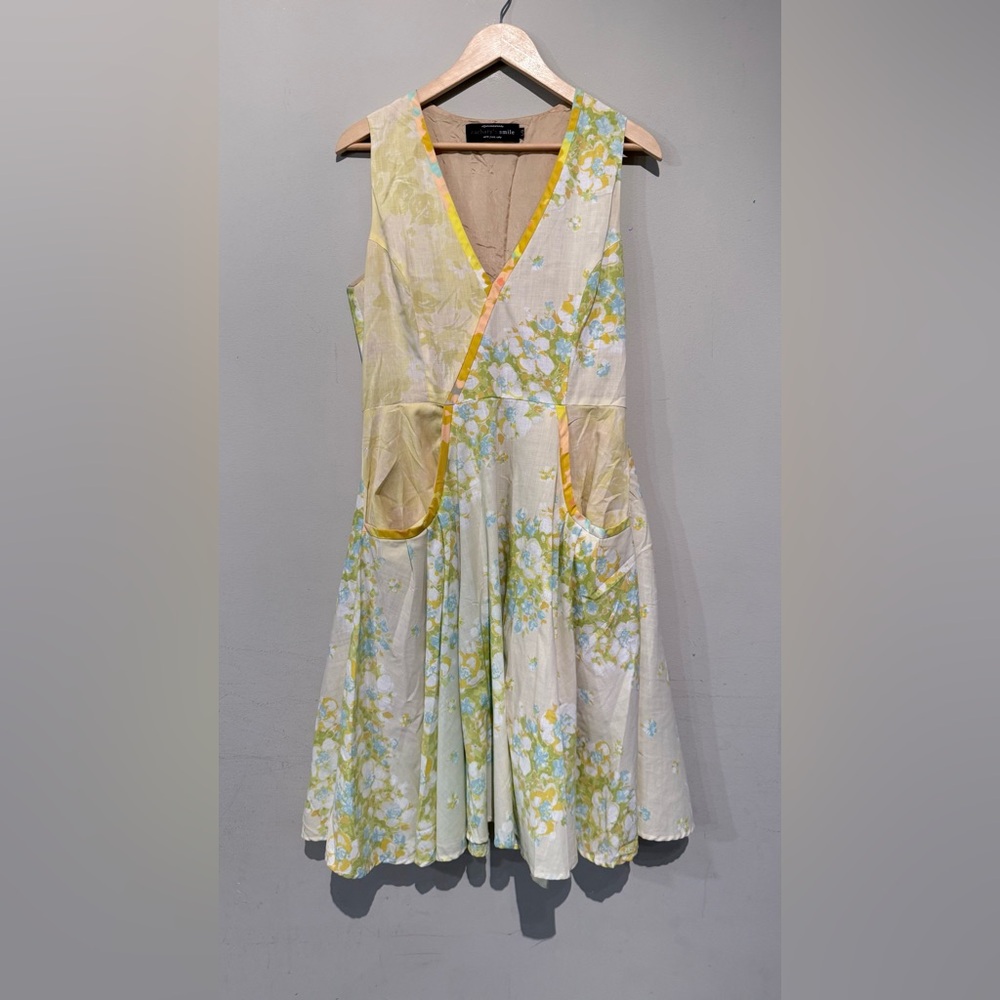 Zachary's Smile Cream Dress with Yellow & Light Blue Floral Print